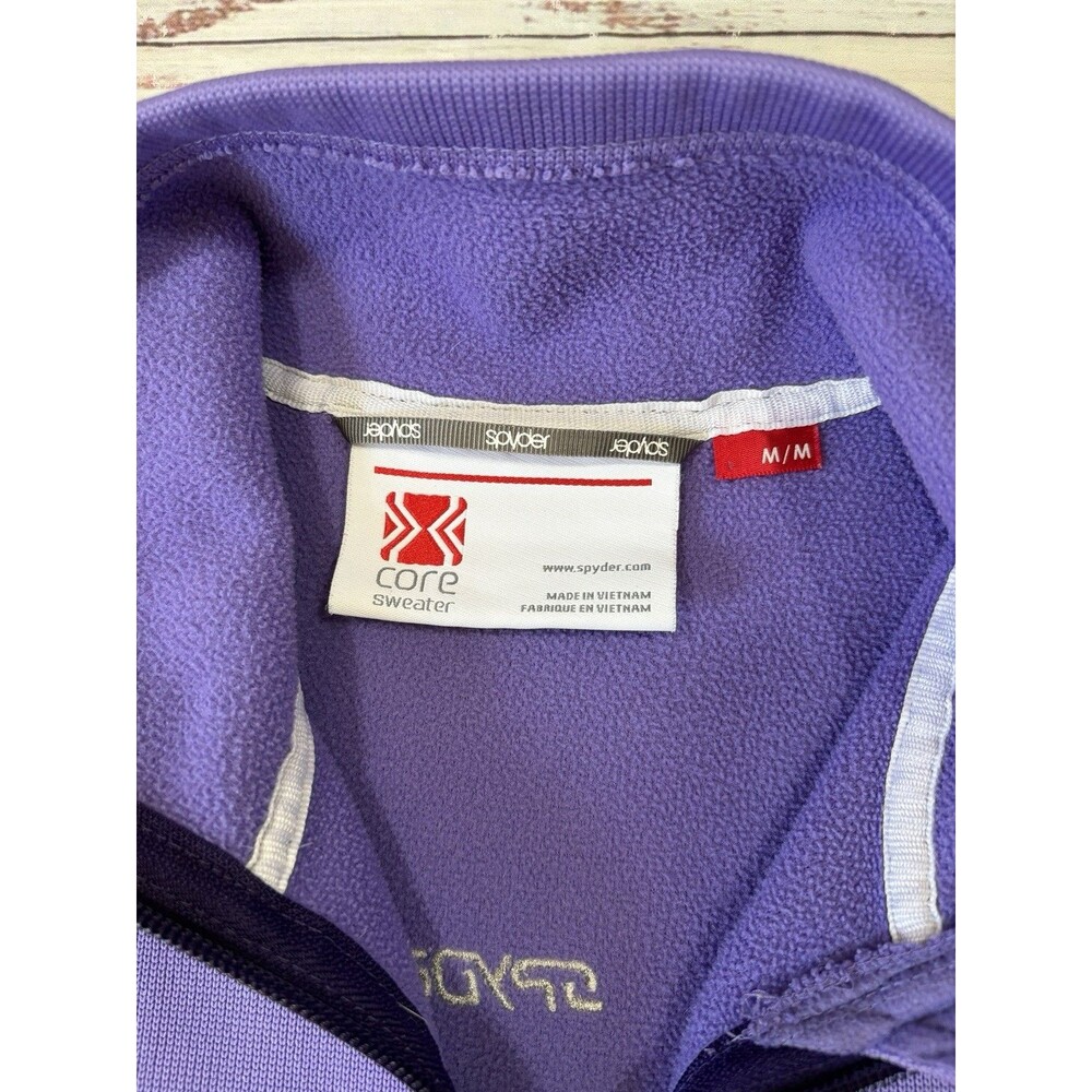 SPYDER Core Ribbed Sweater Jacket Full Zip Up Violet Purple Women’s Large Cotton - Picture 3 of 8